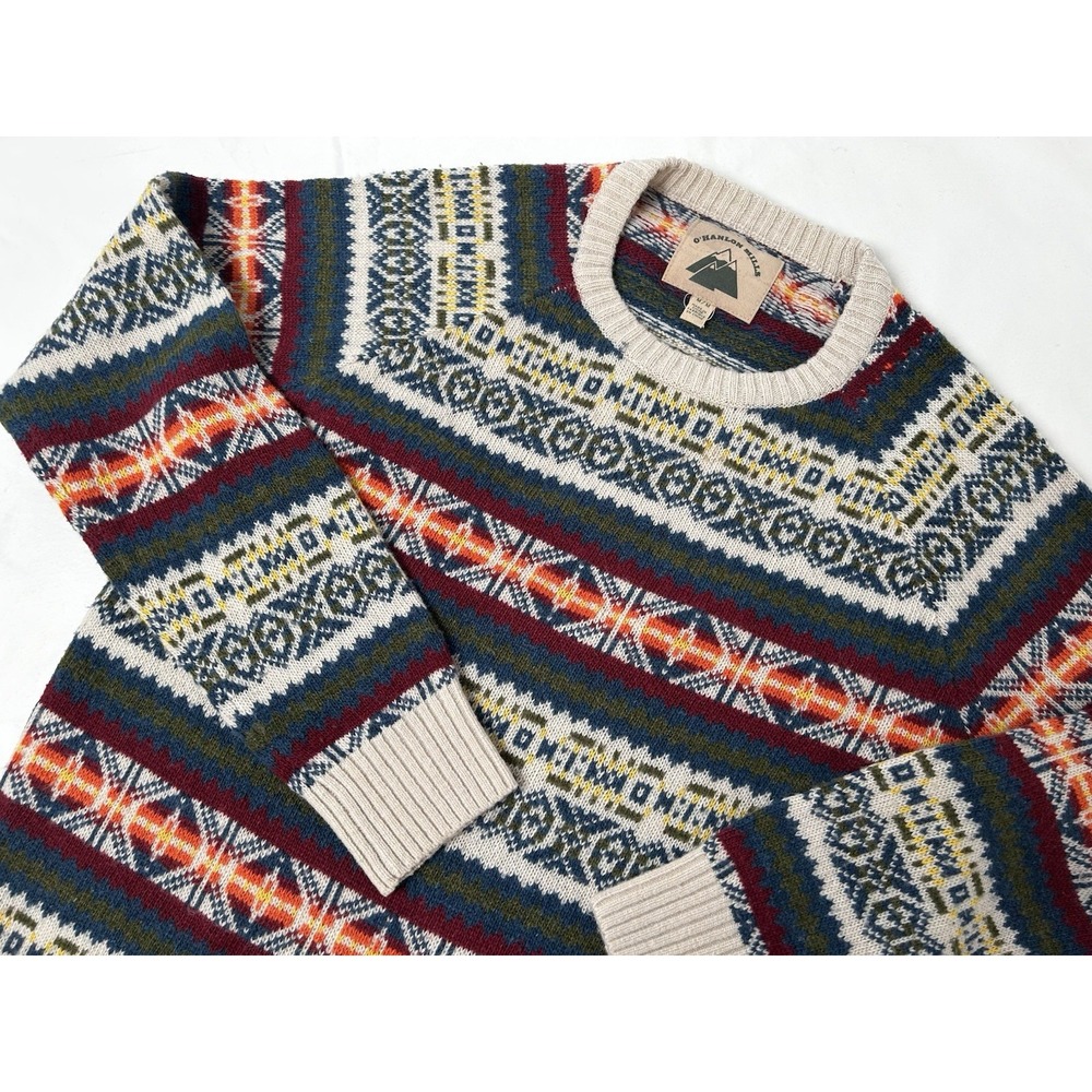 O'Hanlon Mills Multicolored Fair Isle Sweater Men's Medium Lambswool Blend